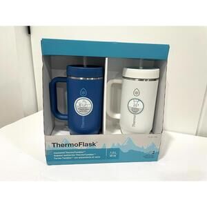 New ThermoFlask 40oz Insulated Tumbler Set - 2 Pack - Blue & White